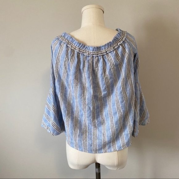 Lucky Brand Off Shoulder Bell Sleeve Striped Top - Picture 8 of 10